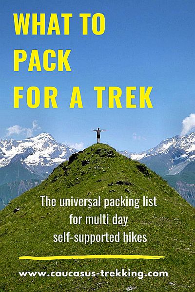 Universal trekking packing list