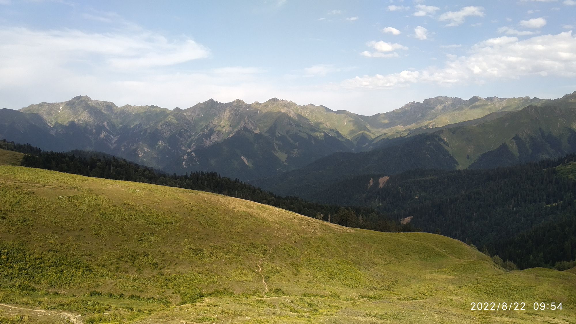 Lebarde valley from alpine meadows above