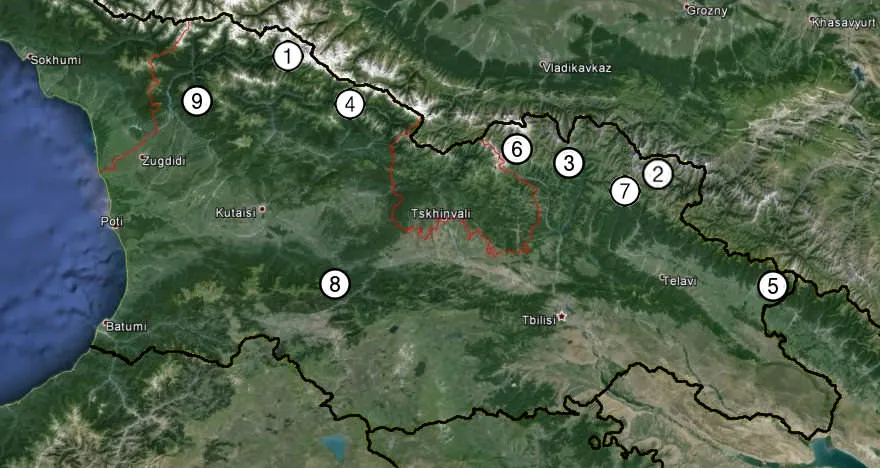 The best treks in Georgia - map
