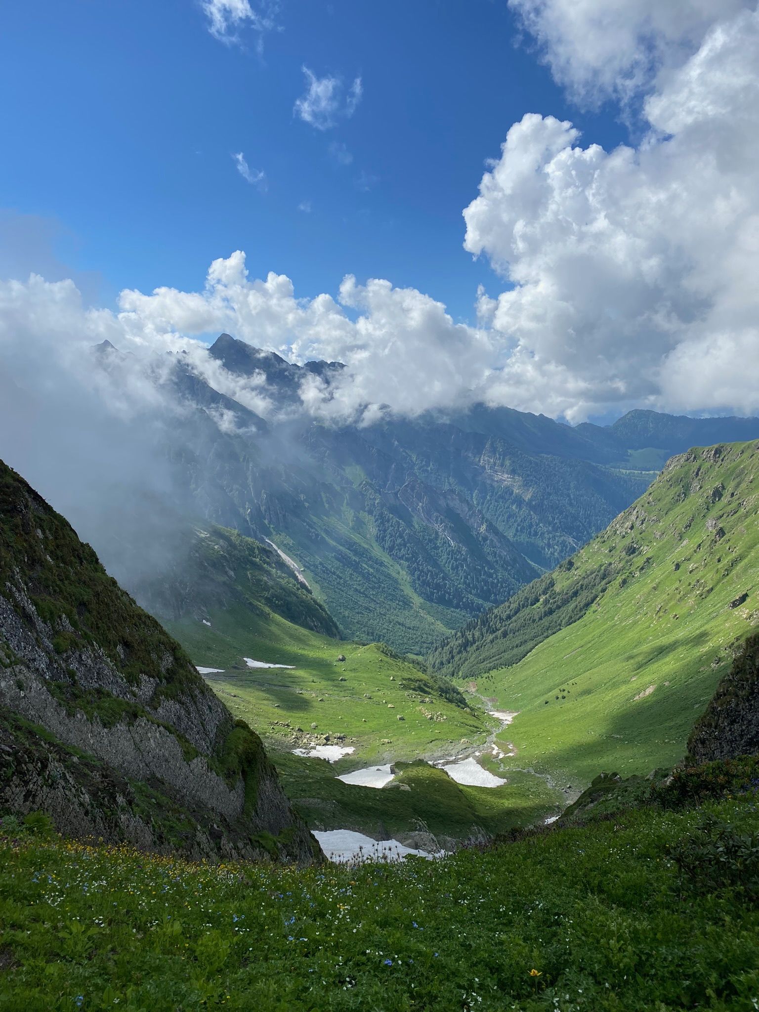 Green valley below