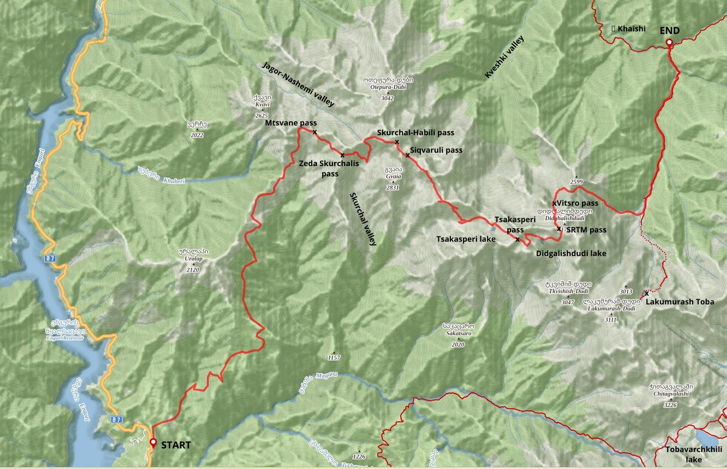 map of the trek