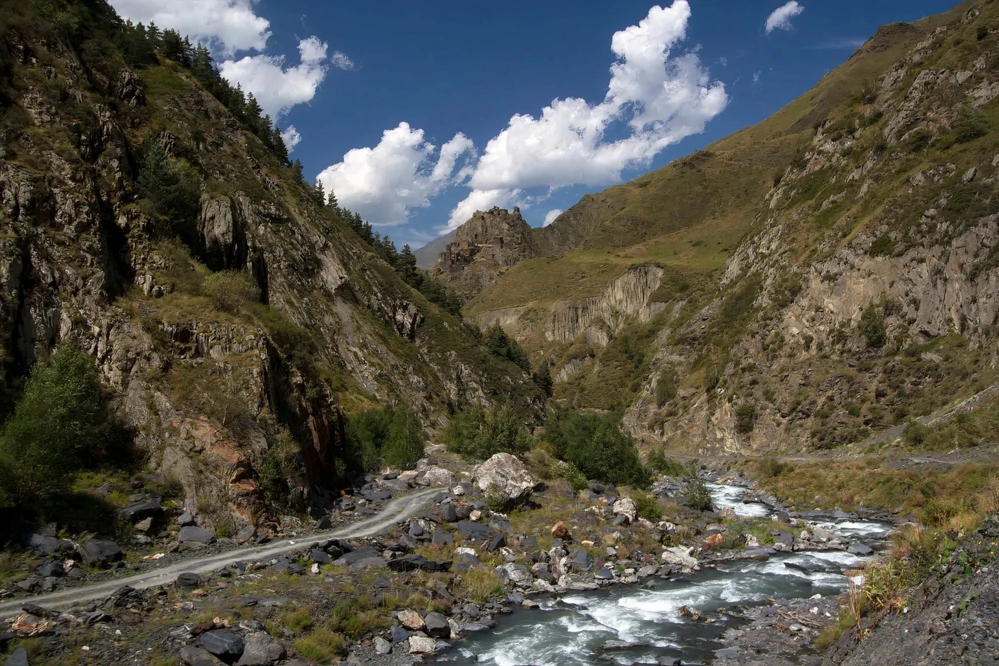 Mutso fortress in the distance